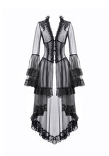 Load image into Gallery viewer, Gothic Retro Sheer Lace Patchwork Deep-V Flare Sleeve Duster JW301
