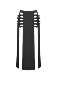 Punk Black Slit Metal Long Skirt KW367