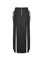 Load image into Gallery viewer, Punk Black Slit Metal Long Skirt KW367