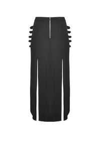 Punk Black Slit Metal Long Skirt KW367