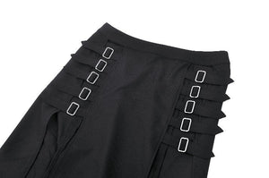 Punk Black Slit Metal Long Skirt KW367