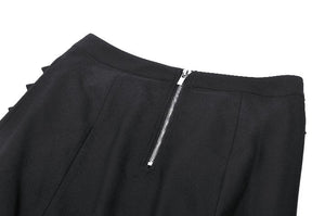 Punk Black Slit Metal Long Skirt KW367