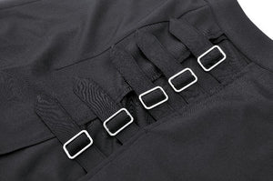 Punk Black Slit Metal Long Skirt KW367