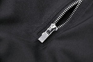 Punk Black Slit Metal Long Skirt KW367