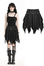 Load image into Gallery viewer, Punk irregular tattered skull  midi-skirt KW340