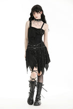 Load image into Gallery viewer, Punk irregular tattered skull  midi-skirt KW340