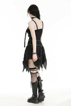 Load image into Gallery viewer, Punk irregular tattered skull  midi-skirt KW340