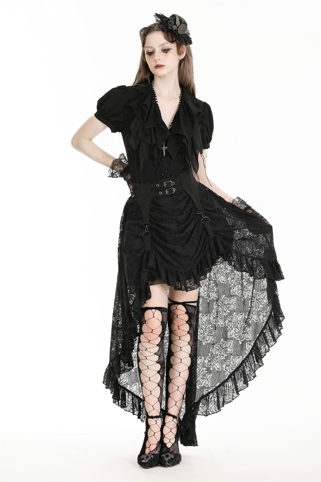 Gothic princess black lace hi-low skirt KW343 – DARK IN LOVE