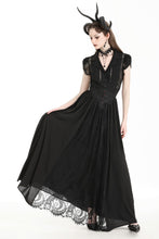 Load image into Gallery viewer, Gothic heart embroidered black maxi skirt KW345