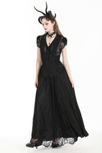 Load image into Gallery viewer, Gothic heart embroidered black maxi skirt KW345