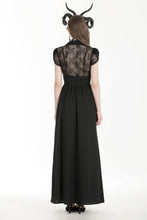 Load image into Gallery viewer, Gothic heart embroidered black maxi skirt KW345