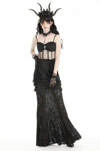 Gothic velvet patch lace elegant mermaid skirt KW347