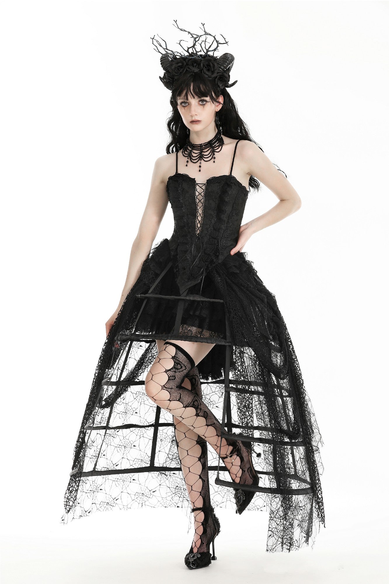 Rococo style spiderweb tattered birdcage petticoat long skirt KW354 DARK IN LOVE Rococo style spiderweb tattered birdcage petticoat long skirt KW354 DARK IN LOVE