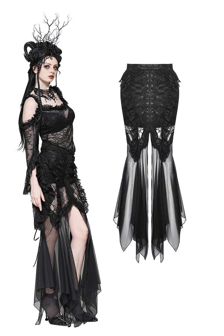 Gothic Lace and Mesh Mermaid Skirt KW365 – DARK IN LOVE