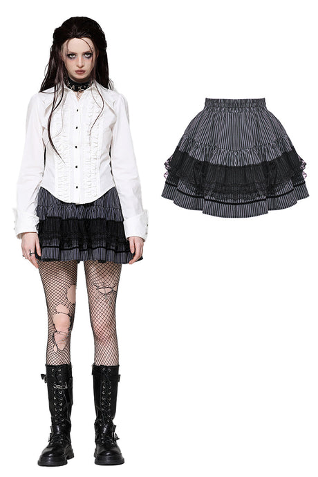 Dark Striped Scholarly Mini Skirt KW366
