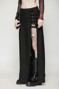 Punk Black Slit Metal Long Skirt KW367