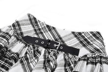 Load image into Gallery viewer, Punk Black and White Checkered Asymmetrical Messy Net Skirt KW373