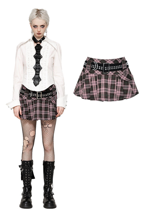 Punk Pink Plaid Mini Skirt KW374