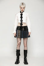Load image into Gallery viewer, Colorful Plaid Patchwork Leather-Waist Skirt KW380