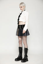 Load image into Gallery viewer, Colorful Plaid Patchwork Leather-Waist Skirt KW380