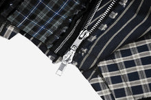 Load image into Gallery viewer, Colorful Plaid Patchwork Leather-Waist Skirt KW380