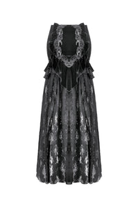Gothic Velvet & Sheer Lace Paneled Long Skirt KW383