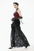 Load image into Gallery viewer, Gothic Velvet &amp; Sheer Lace Paneled Long Skirt KW383