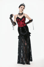 Load image into Gallery viewer, Gothic Velvet &amp; Sheer Lace Paneled Long Skirt KW383