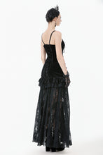 Load image into Gallery viewer, Gothic Velvet &amp; Sheer Lace Paneled Long Skirt KW383