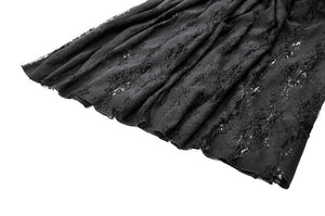 Gothic Velvet & Sheer Lace Paneled Long Skirt KW383