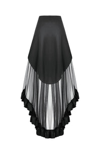 Metal Studded Punk Skirt with Mesh Tail and Pockets KW385
