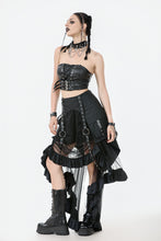 Load image into Gallery viewer, Metal Studded Punk Skirt with Mesh Tail and Pockets KW385