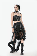 Load image into Gallery viewer, Metal Studded Punk Skirt with Mesh Tail and Pockets KW385