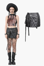 Load image into Gallery viewer, Battle-Ready Punk Skirt with Grommet Straps and Star Charm KW387