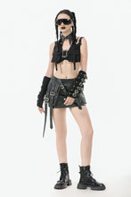 Load image into Gallery viewer, Battle-Ready Punk Skirt with Grommet Straps and Star Charm KW387