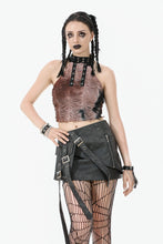 Load image into Gallery viewer, Battle-Ready Punk Skirt with Grommet Straps and Star Charm KW387