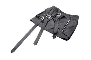 Battle-Ready Punk Skirt with Grommet Straps and Star Charm KW387