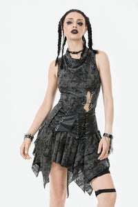 Shattered Butterfly Punk Skirt with Leather Lace-Up  KW391