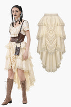 Load image into Gallery viewer, Steampunk Ruffled Skirt with Pleated Trim and Adjustable Waist KW394