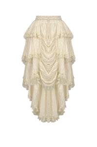 Steampunk Ruffled Skirt with Pleated Trim and Adjustable Waist KW394