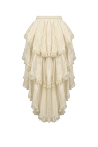 Steampunk Ruffled Skirt with Pleated Trim and Adjustable Waist KW394