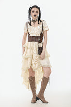 Load image into Gallery viewer, Steampunk Ruffled Skirt with Pleated Trim and Adjustable Waist KW394