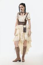 Load image into Gallery viewer, Steampunk Ruffled Skirt with Pleated Trim and Adjustable Waist KW394