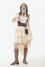 Load image into Gallery viewer, Steampunk Ruffled Skirt with Pleated Trim and Adjustable Waist KW394