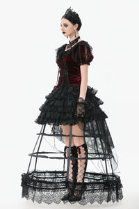 Retro Lace Petticoat with Multi-Layered Boning and Ruffled Hem KW398