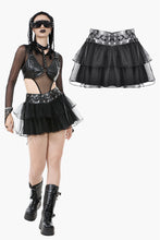 Load image into Gallery viewer, Punk Mesh-Layered Skirt with D-Ring Ties Waist KW401