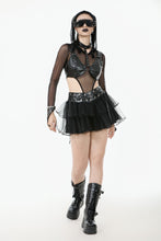 Load image into Gallery viewer, Punk Mesh-Layered Skirt with D-Ring Ties Waist KW401