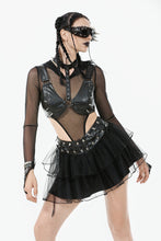 Load image into Gallery viewer, Punk Mesh-Layered Skirt with D-Ring Ties Waist KW401