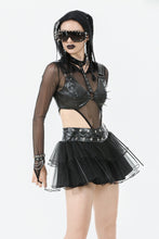 Load image into Gallery viewer, Punk Mesh-Layered Skirt with D-Ring Ties Waist KW401