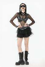 Load image into Gallery viewer, Punk Mesh-Layered Skirt with D-Ring Ties Waist KW401